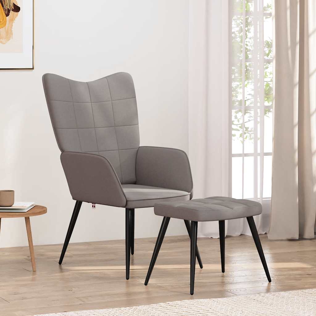 Sedia Relax con Sgabello Tortora in Tessuto