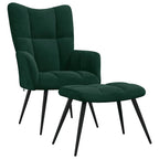 Poltrona Relax con Poggiapiedi Verde Scuro in Velluto