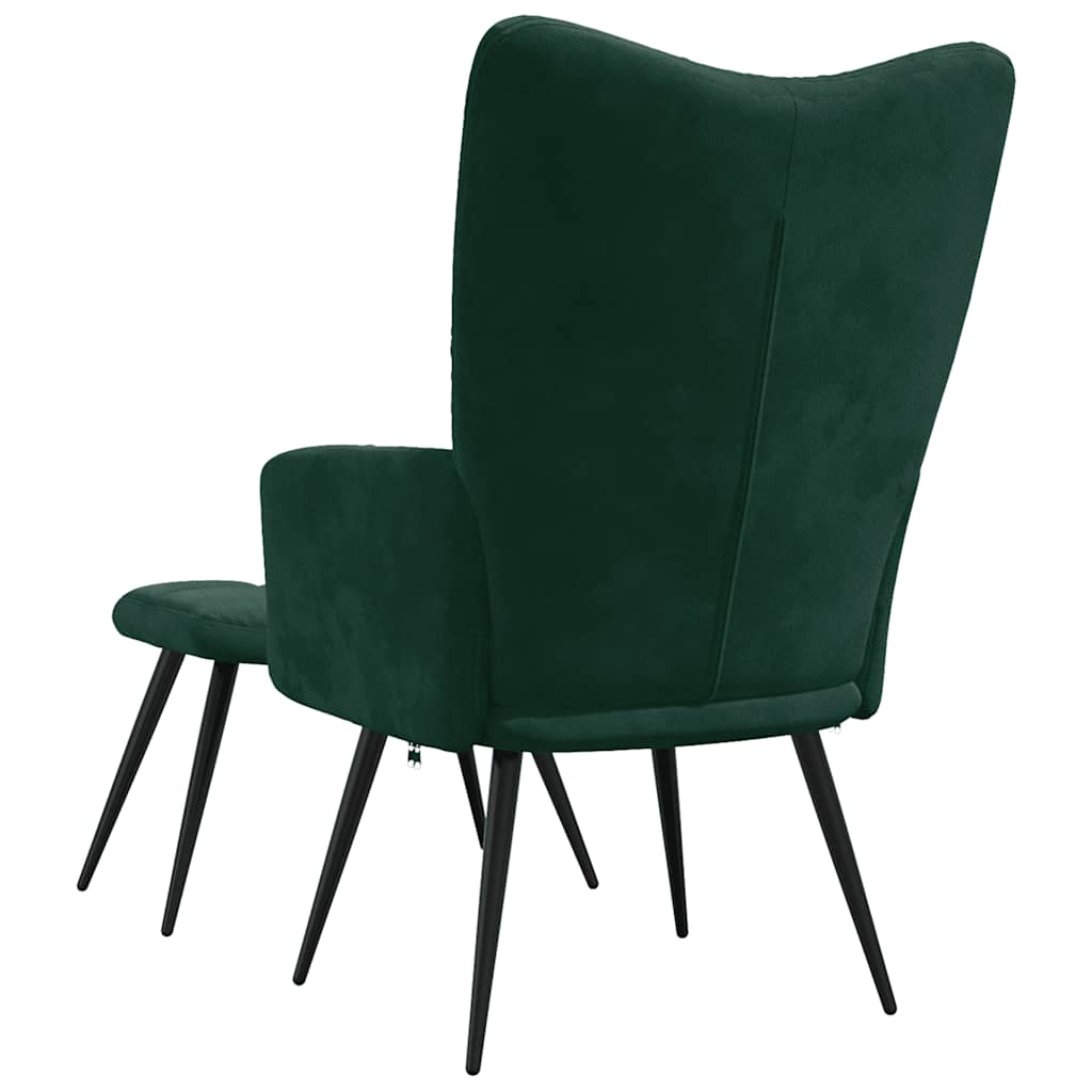 Poltrona Relax con Poggiapiedi Verde Scuro in Velluto