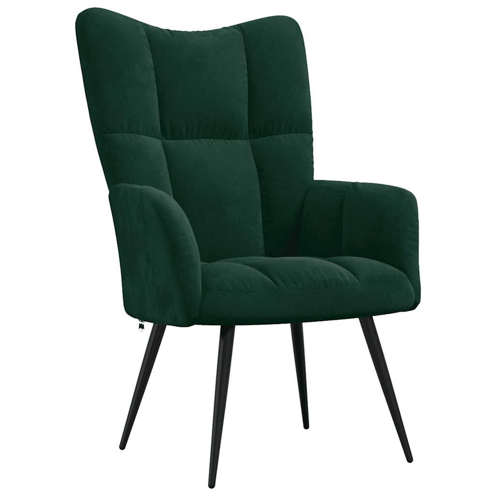 Poltrona Relax con Poggiapiedi Verde Scuro in Velluto