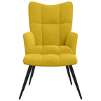 Poltrona Relax con Sgabello in Velluto Giallo Senape