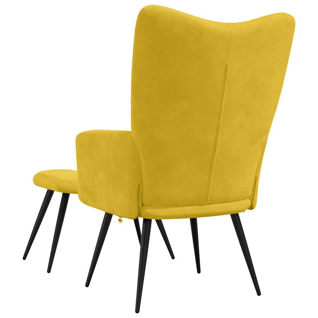 Poltrona Relax con Sgabello in Velluto Giallo Senape