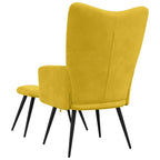 Poltrona Relax con Sgabello in Velluto Giallo Senape