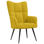 Poltrona Relax con Sgabello in Velluto Giallo Senape