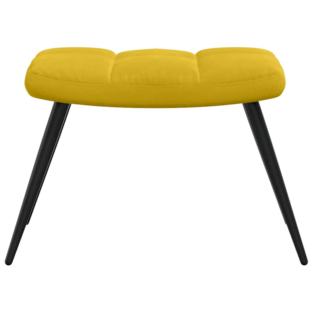 Poltrona Relax con Sgabello in Velluto Giallo Senape