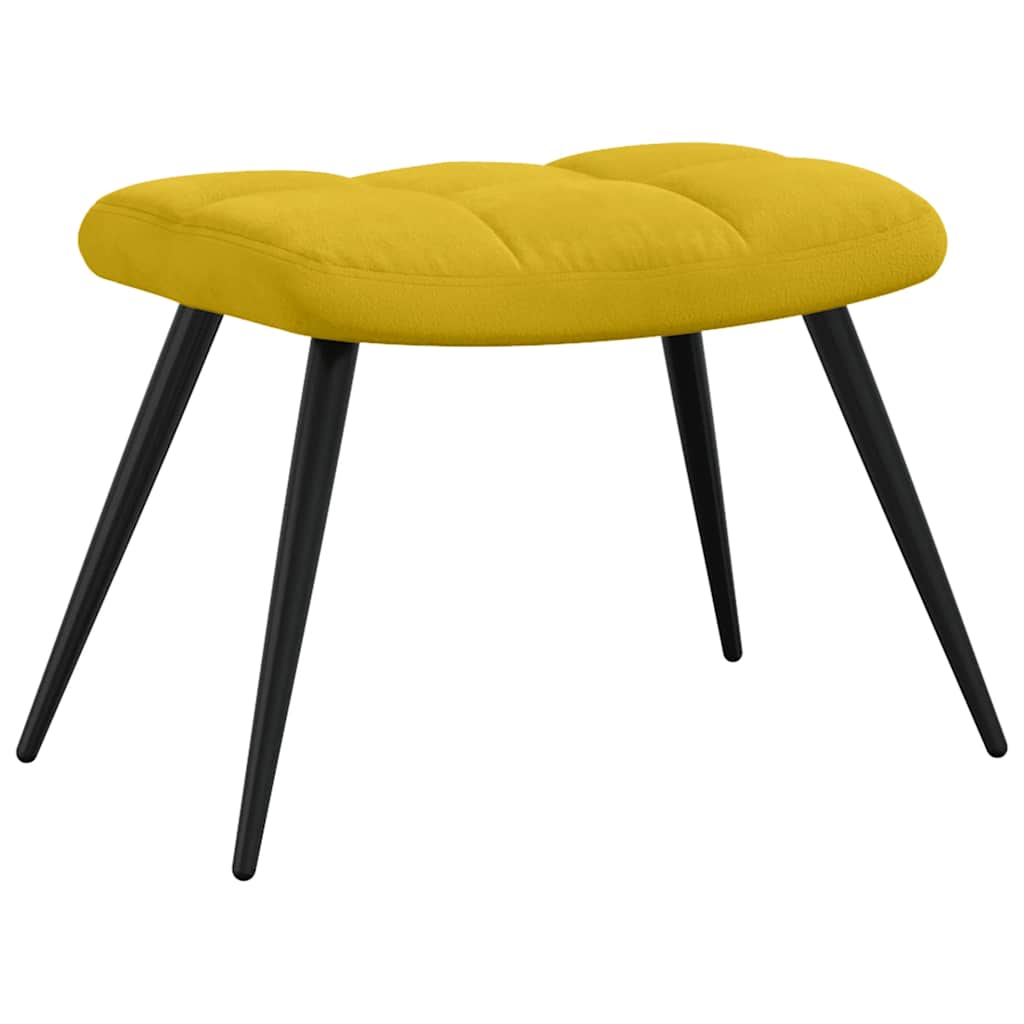 Poltrona Relax con Sgabello in Velluto Giallo Senape