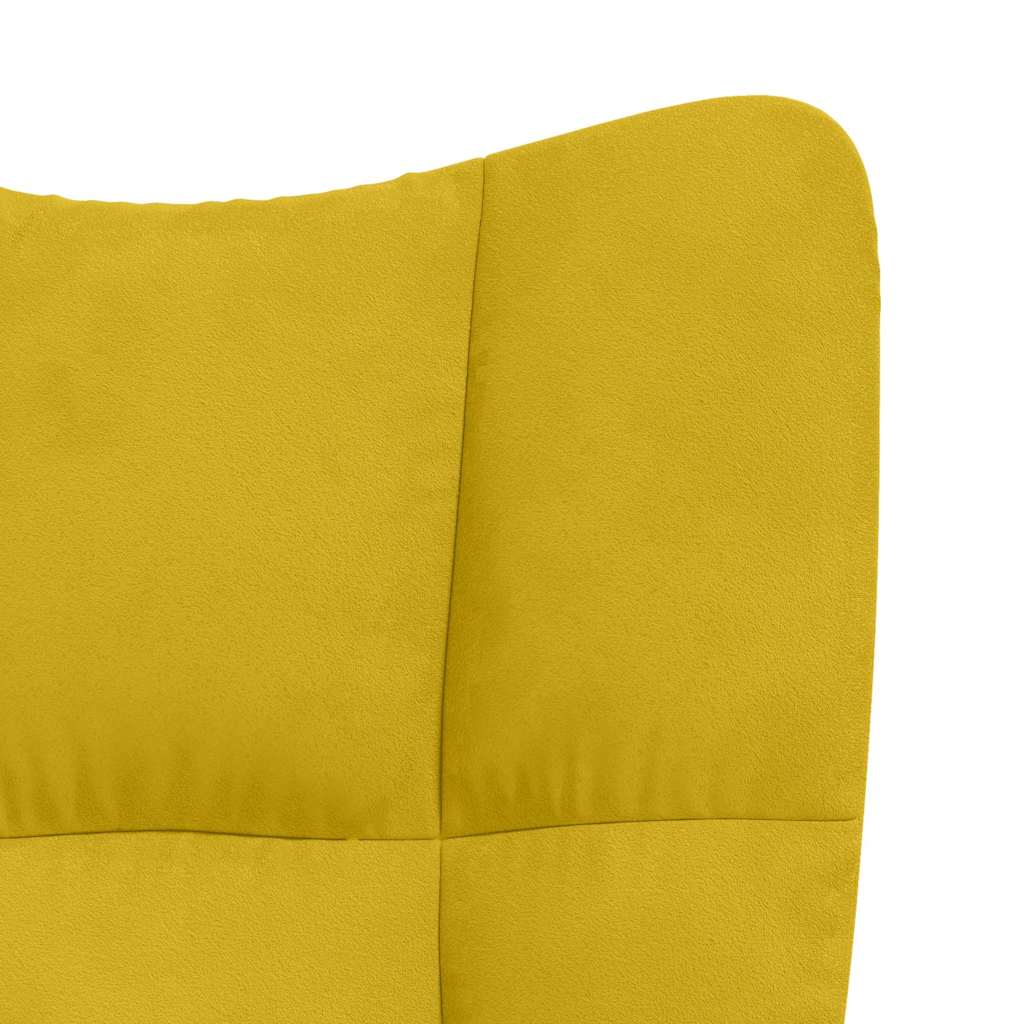 Poltrona Relax con Sgabello in Velluto Giallo Senape