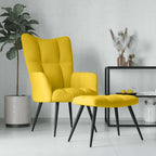 Poltrona Relax con Sgabello in Velluto Giallo Senape
