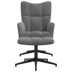 Sedia Relax con Poggiapiedi Grigio Scuro in Velluto