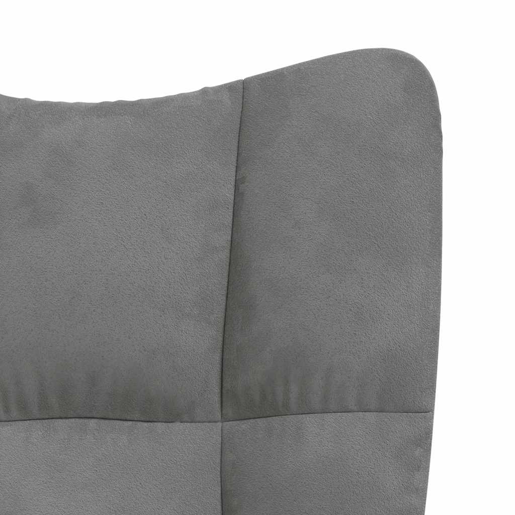 Sedia Relax con Poggiapiedi Grigio Scuro in Velluto