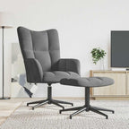 Sedia Relax con Poggiapiedi Grigio Scuro in Velluto