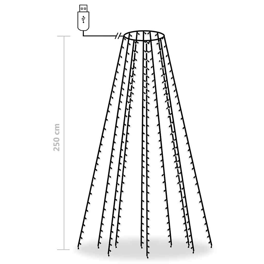 Rete di Luce per Albero di Natale 250 LED Multicolore 250 cm