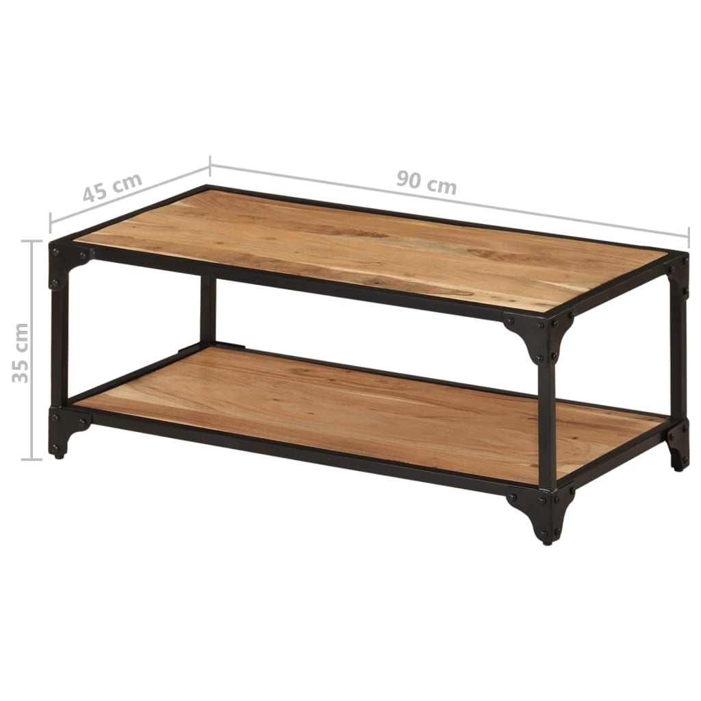 Tavolino da Salotto 90x45x35 cm in Legno Massello di Acacia