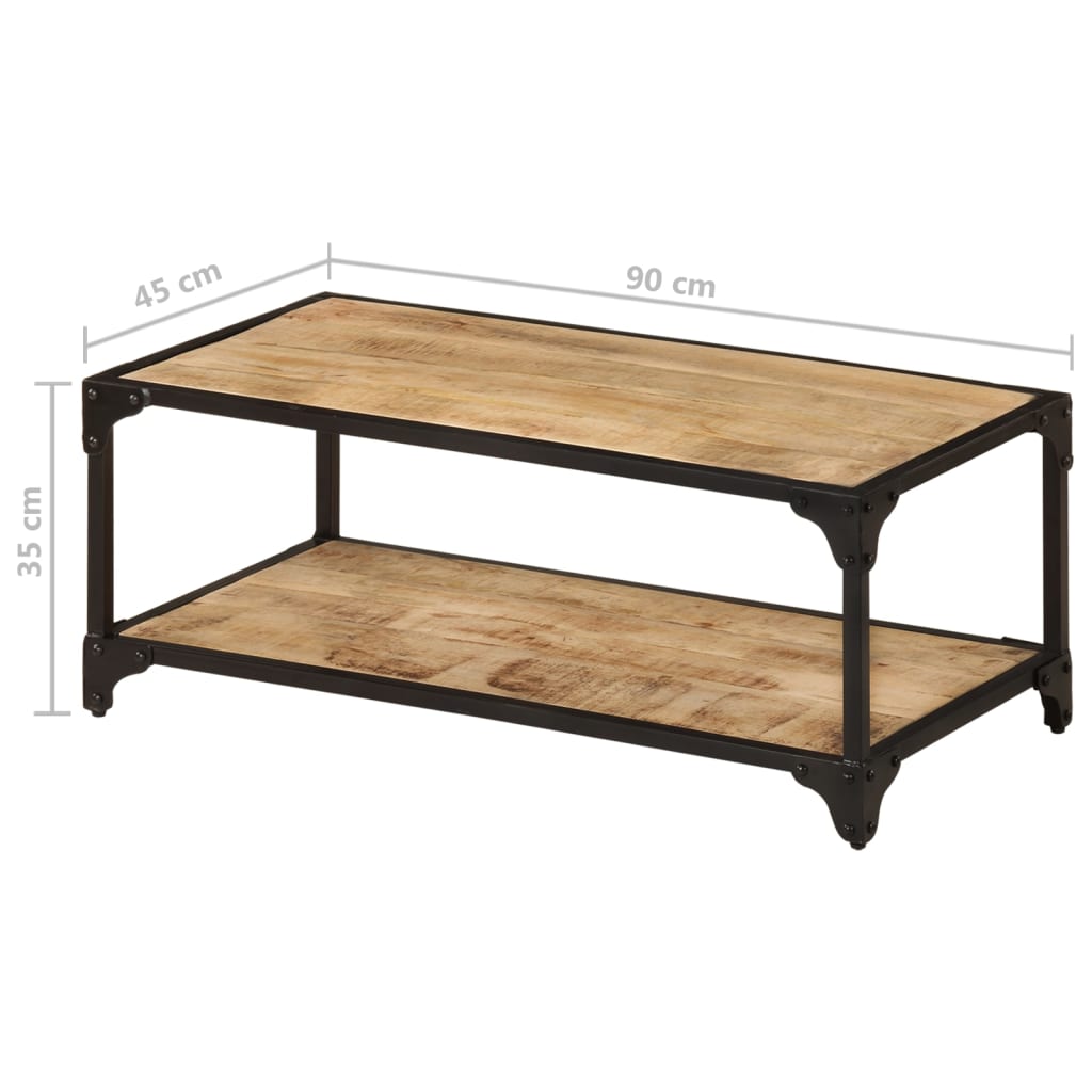 Tavolino da Salotto 90x45x35 cm Legno Massello di Mango Grezzo