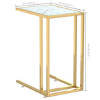 Tavolino per Computer Marmo Bianco 50x35x65 cm Vetro Temperato