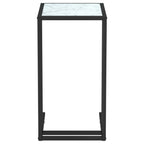 Tavolino per Computer Marmo Bianco 50x35x65 cm Vetro Temperato