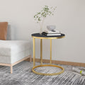 Tavolino Oro e Nero 45 cm in Vetro Temperato