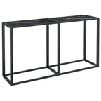 Tavolo Consolle Nero Marmo 140x35x75,5 cm in Vetro Temperato