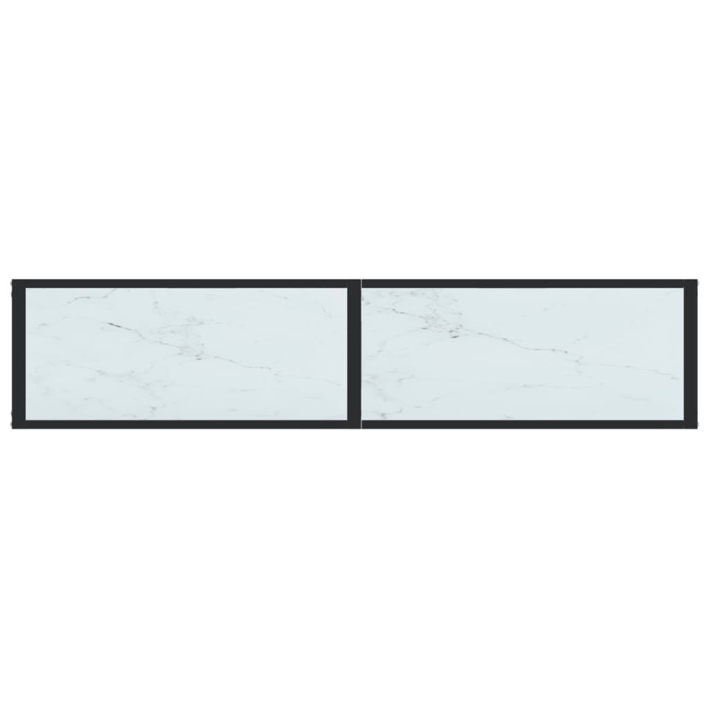 Tavolo Consolle Bianco Marmo 160x35x75,5 cm in Vetro Temperato