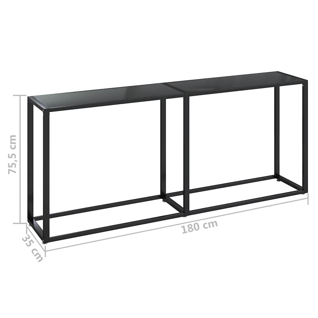 Tavolo Consolle Nero 180x35x75,5 cm in Vetro Temperato