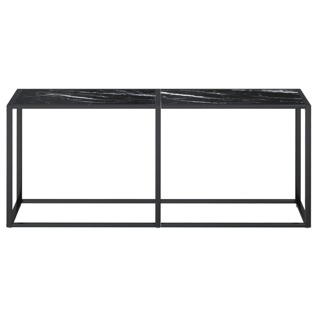 Tavolo Consolle Marmo Nero 180x35x75,5 cm in Vetro Temperato