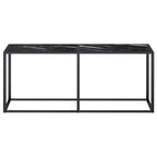 Tavolo Consolle Marmo Nero 180x35x75,5 cm in Vetro Temperato