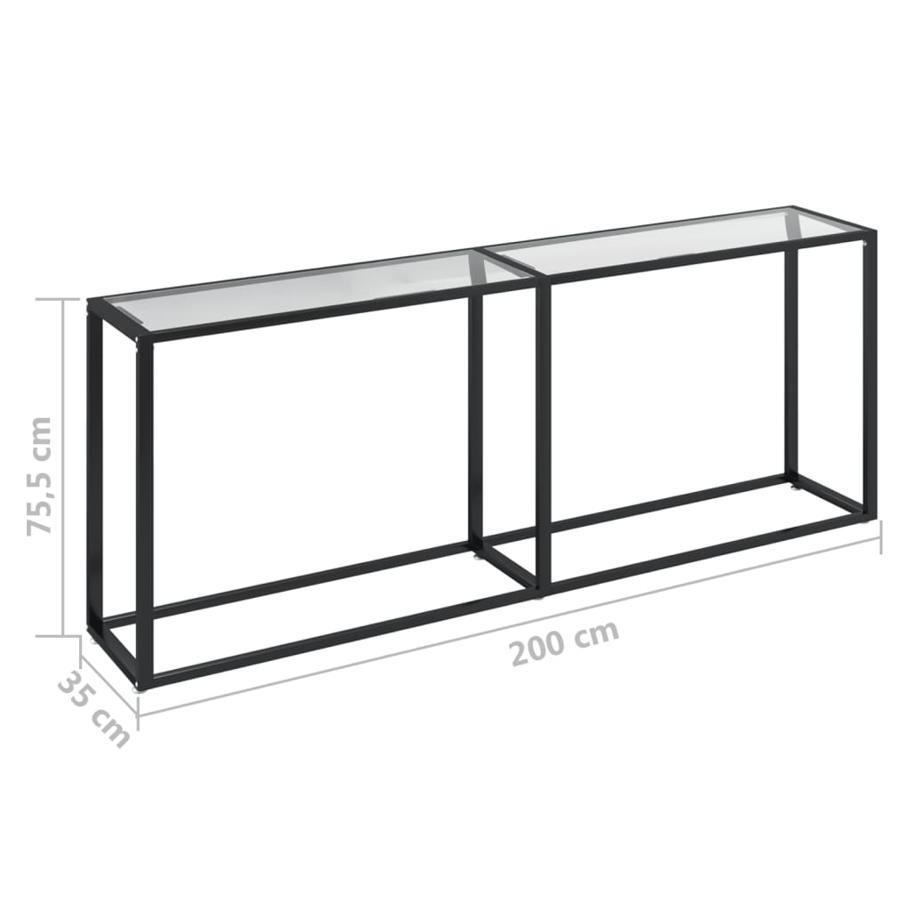 Tavolo Consolle Trasparente 200x35x75,5 cm in Vetro Temperato