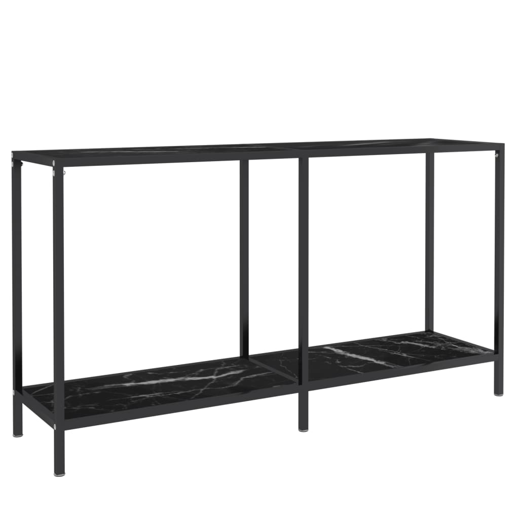 Tavolo Consolle Nero 140x35x75,5 cm in Vetro Temperato