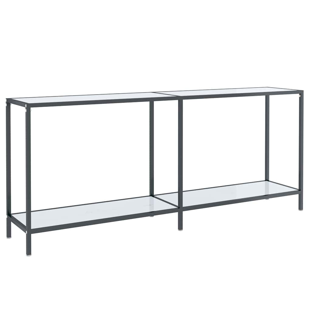 Tavolo Consolle Bianco 180x35x75,5 cm in Vetro Temperato