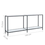 Tavolo Consolle Bianco 180x35x75,5 cm in Vetro Temperato