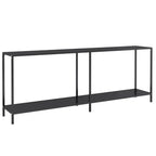 Tavolo Consolle Nero 200x35x75,5 cm in Vetro Temperato