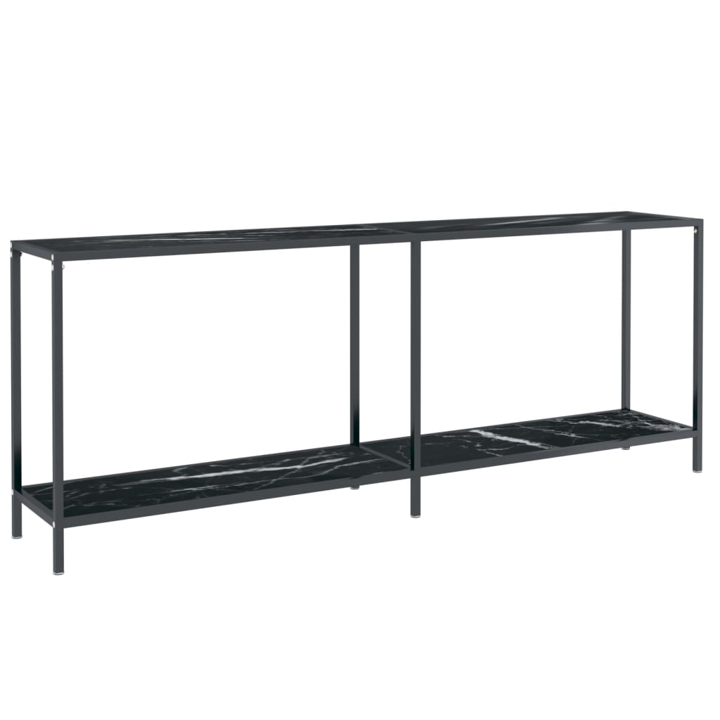 Tavolo Consolle Nero 200x35x75,5 cm in Vetro Temperato