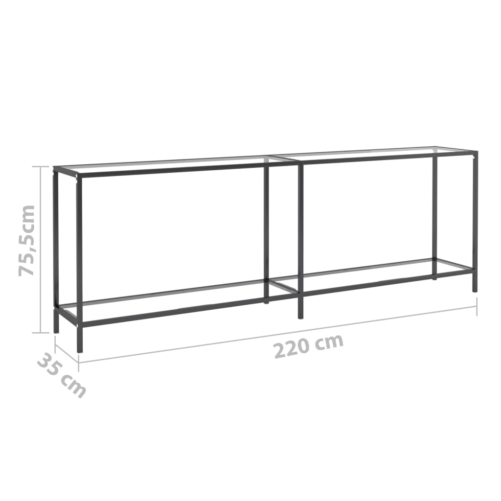 Tavolo Consolle Trasparente 220x35x75,5 cm in Vetro Temperato