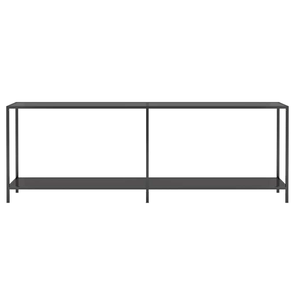 Tavolo Consolle Nero 220x35x75,5 cm in Vetro Temperato