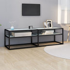 Mobile Porta TV Marmo Bianco 140x40x40,5 cm in Vetro Temperato