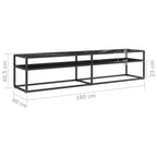 Mobile Porta TV Marmo Nero 180x40x40,5 cm in Vetro Temperato