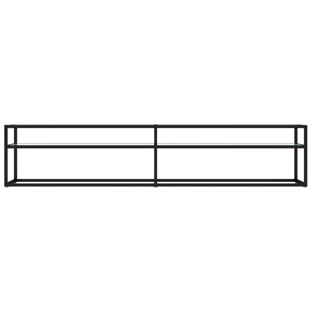 Mobile Porta TV Marmo Bianco 200x40x40,5 cm in Vetro Temperato