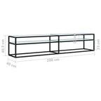 Mobile Porta TV Marmo Bianco 200x40x40,5 cm in Vetro Temperato