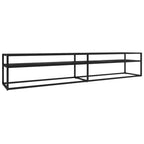Mobile Porta TV Marmo Nero 220x40x40,5 cm in Vetro Temperato