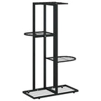 Piedistallo per Piante a 4 Piani 43x22x76 cm in Metallo Nero