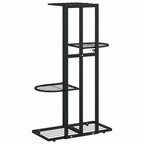 Piedistallo per Piante a 4 Piani 43x22x76 cm in Metallo Nero