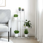 Piedistallo per Piante a 4 Piani 43x22x76 cm in Metallo Bianco
