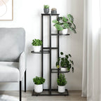 Piedistallo per Piante a 5 Piani 43x22x98 cm in Metallo Nero