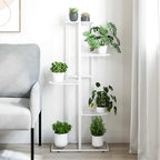 Piedistallo per Piante a 5 Piani 43x22x98 cm in Metallo Bianco