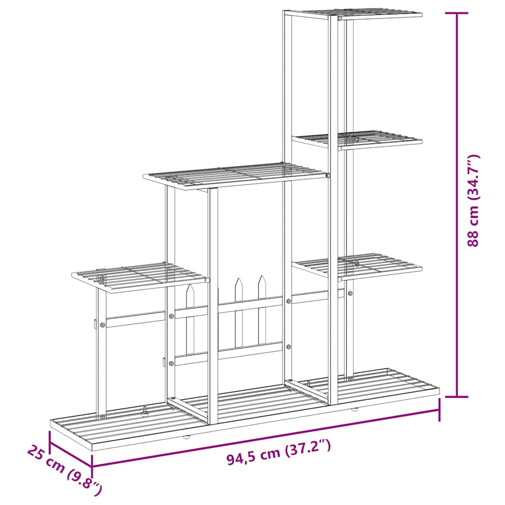 Portapiante 94,5x25x88 cm Bianco in Metallo