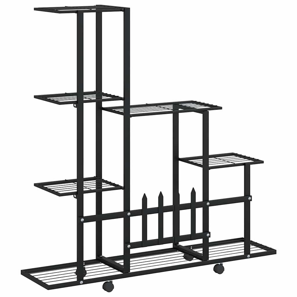 Portapiante con Ruote 94,5x25x92,5 cm Nero in Metallo