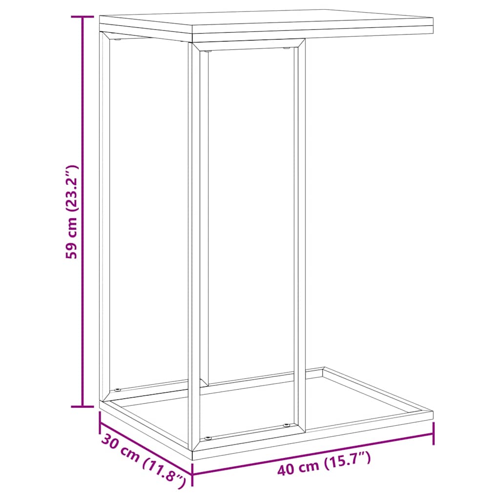 Tavolino da Salotto Nero 40x30x59 cm in Legno Multistrato
