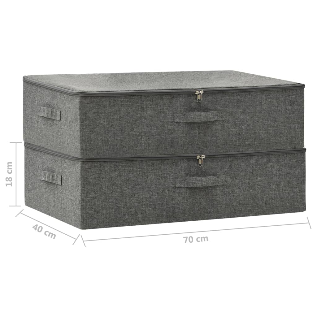 Scatole Portaoggetti 2pz in Tessuto 70x40x18 cm Antracite