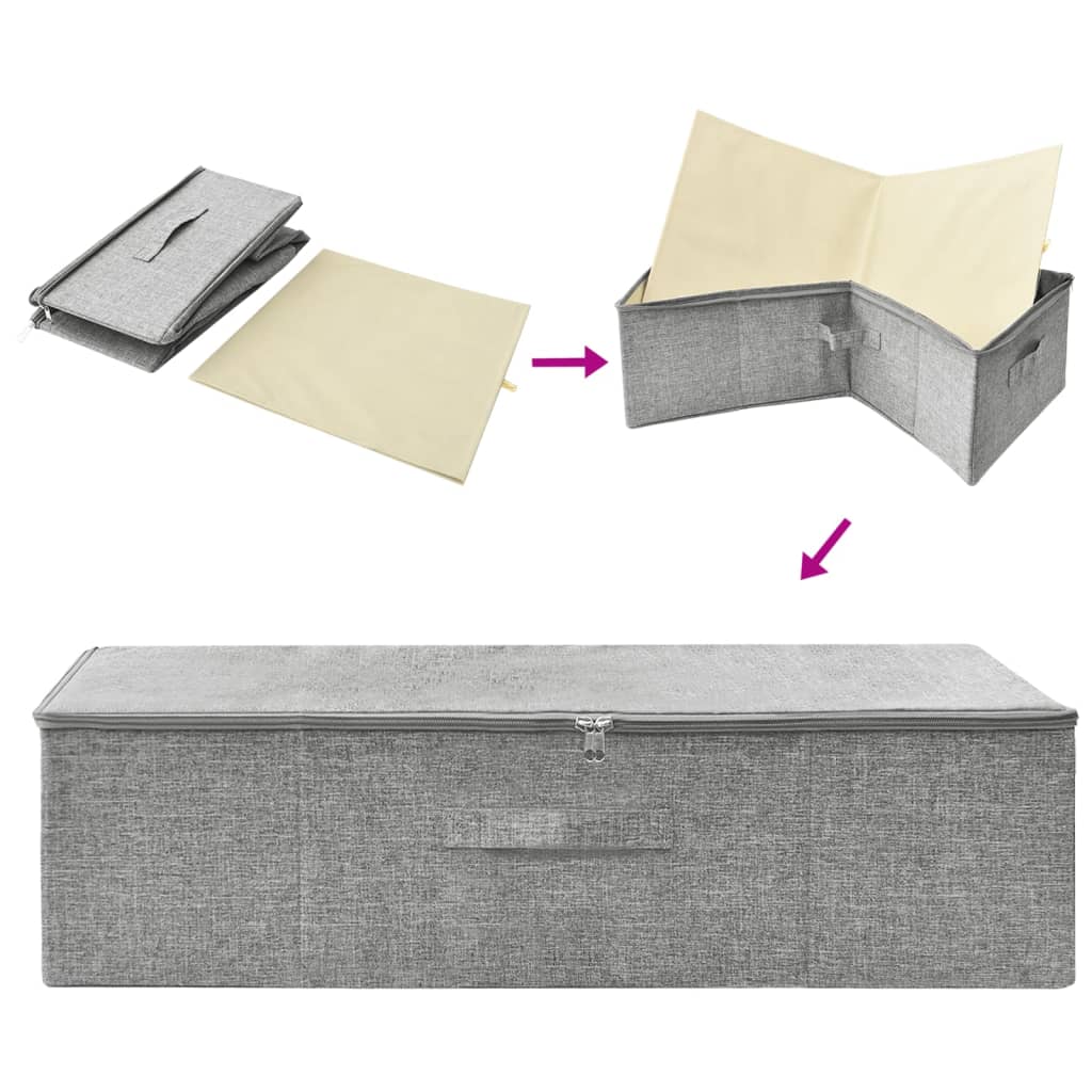 Scatole Portaoggetti 2pz in Tessuto 70x40x18 cm Grigio