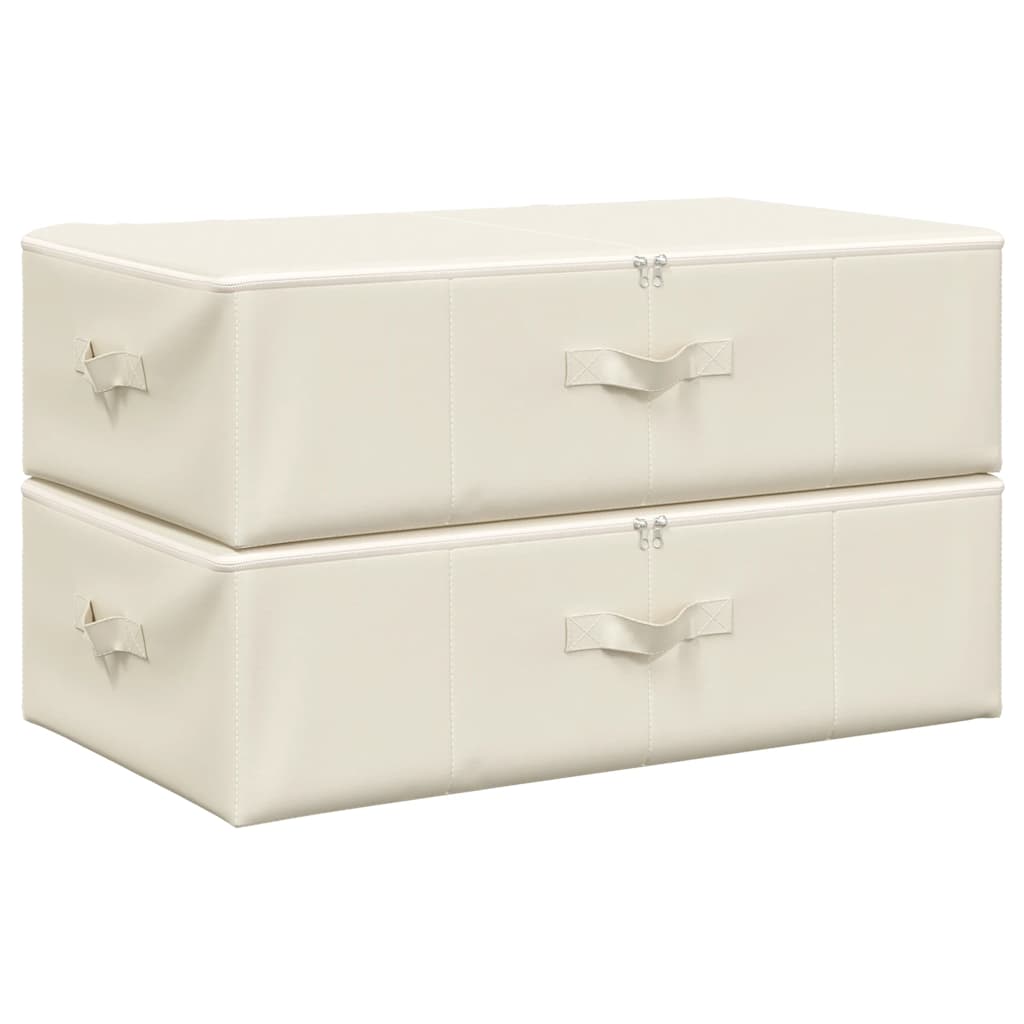 Scatole Portaoggetti 2pz in Tessuto 70x40x18 cm Crema